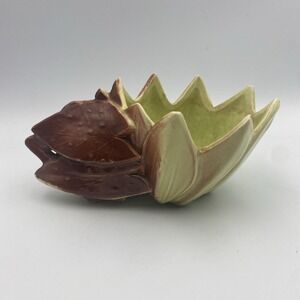 Vintage McCoy Lily Pad Tulip Green & Brown Planter